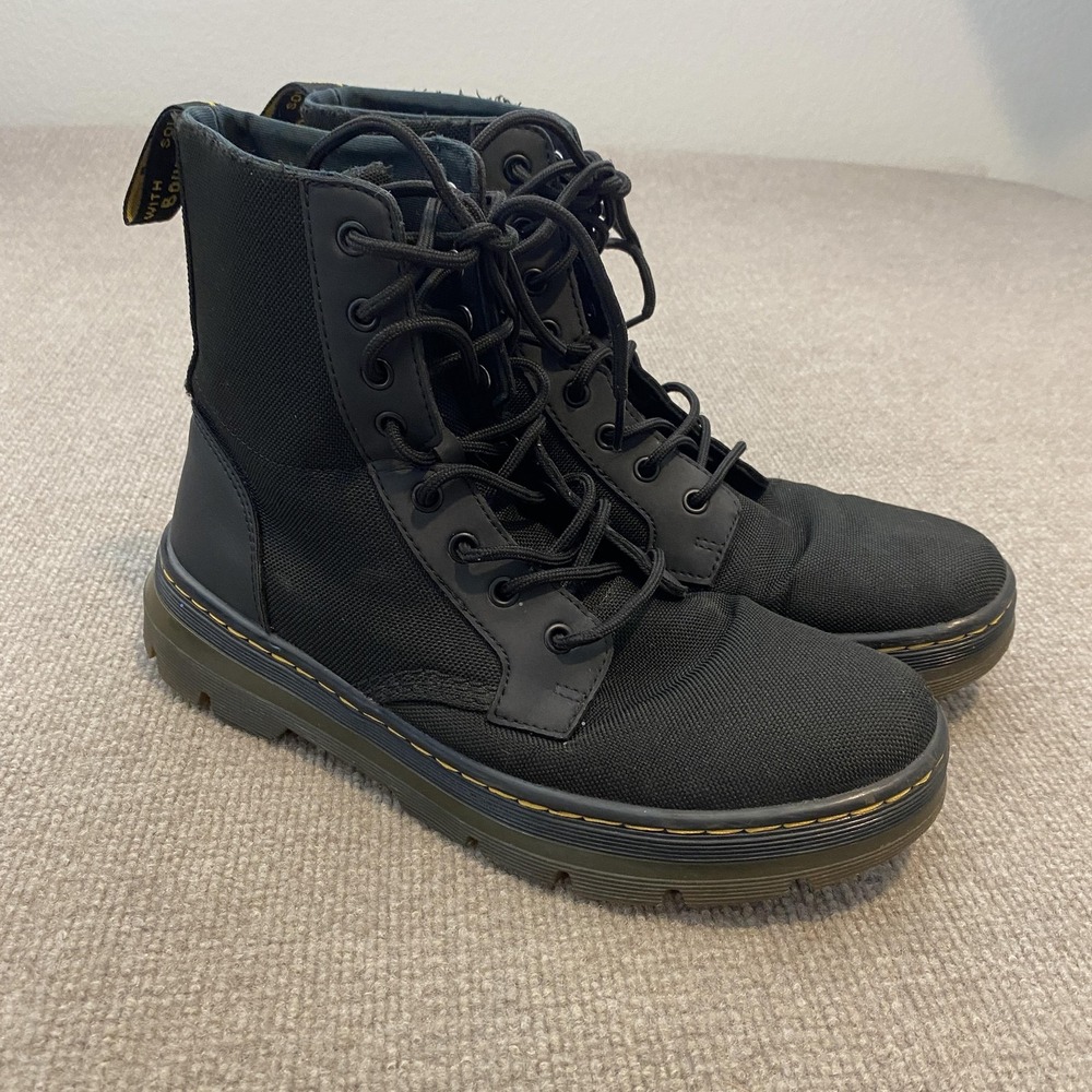 Dr. Martens Combs Boots Mens 10 Womens 11 Black Combat Lace Up Slip Resistant